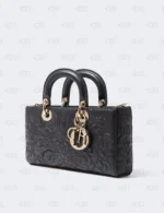 Christian Dior Medium Lady D-joy Bag Black Quilted-Effect Lambskin with Ornamental Motif
