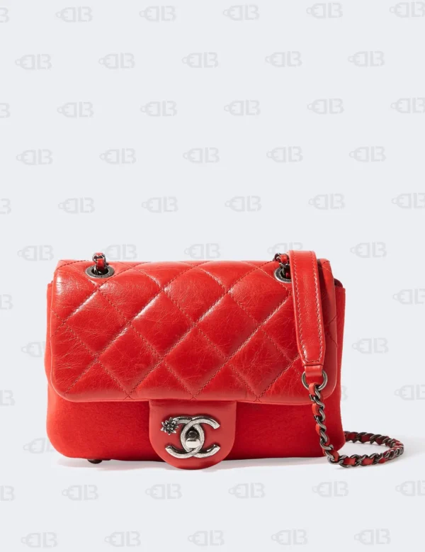 CHANEL Small Flap Bag Red Calfskin