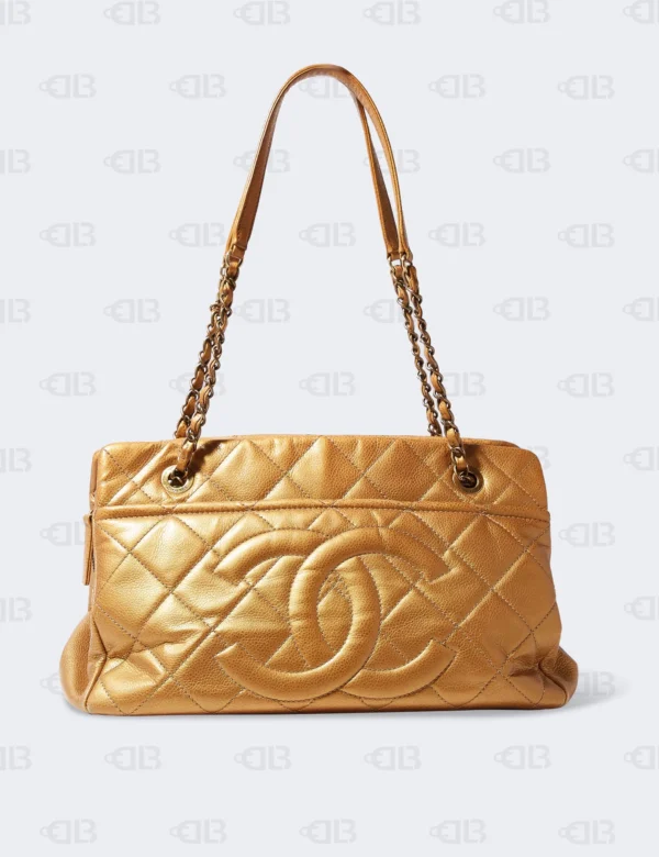 Chanel Metallic Gold Timeless CC Soft Shopping Tote Bag