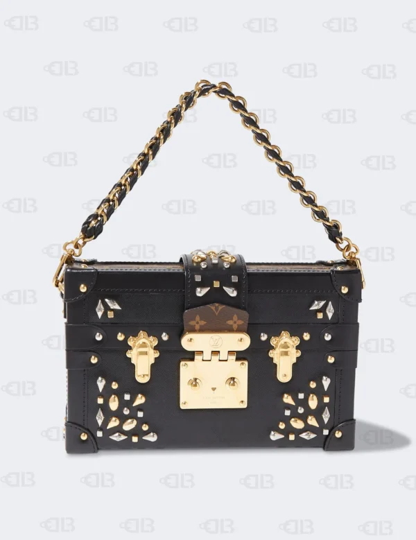 Louis Vuitton Monogram Taiga Studded Petite Malle Black