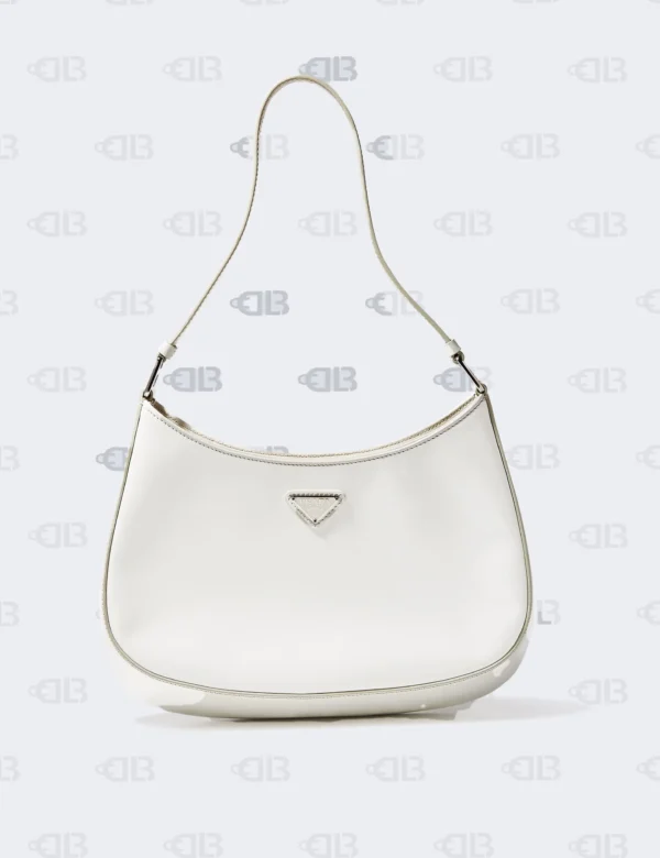 Prada White Patent Leather Cleo Shoulder Bag