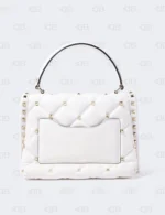 Valentino White Quilted Leather VLTN Candystud Top Handle Bag