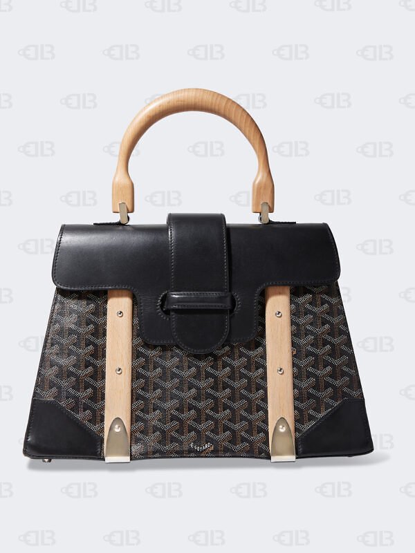 Goyard Black Coated Canvas and Leather PM Saigon Top Handle Bag