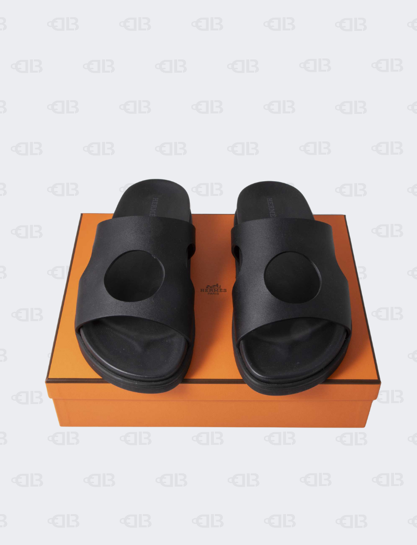 Hermes Calfskin Black Edith Sandals Size 39