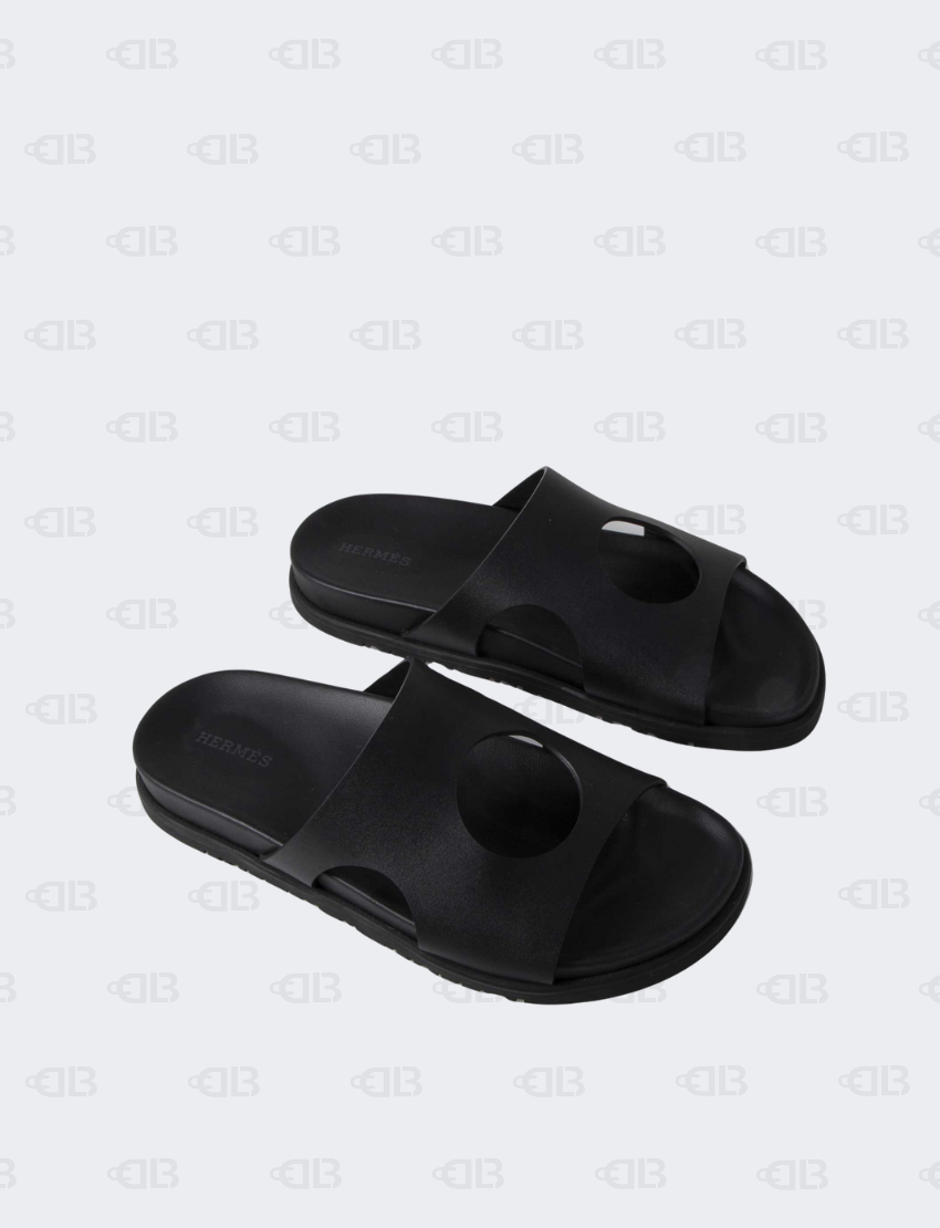 Hermes Calfskin Black Edith Sandals Size 39