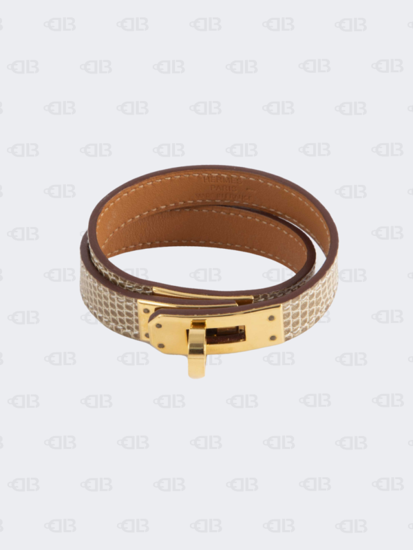 Hermès Kelly Double Tour Bracelet Lizard Beige