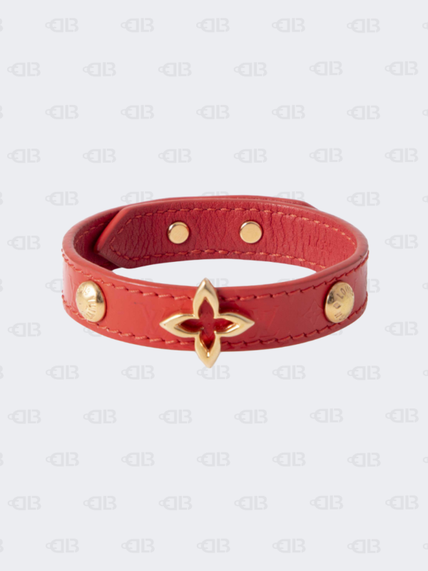 Louis Vuitton Monogram Flower Red Bracelet Size 17