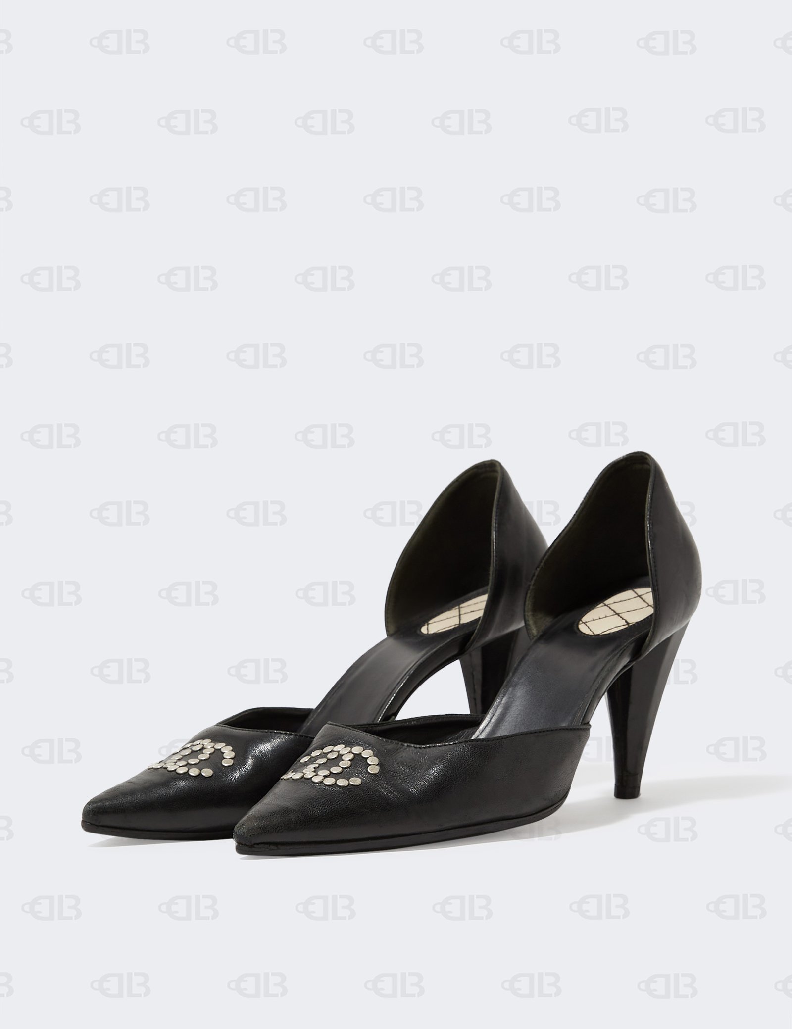 Chanel Black Heel Pumps with Interlocking CC Size 39 1-2