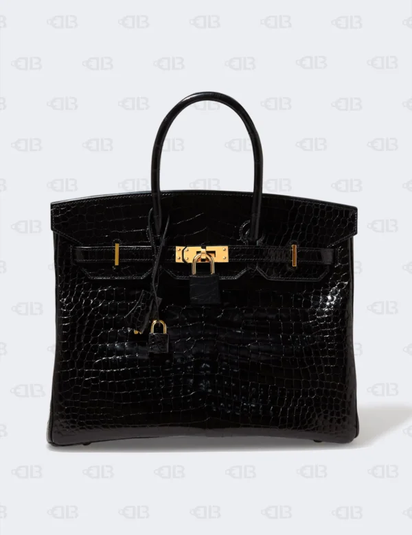 Hermès Shiny Porosus Crocodile Birkin 35 Black