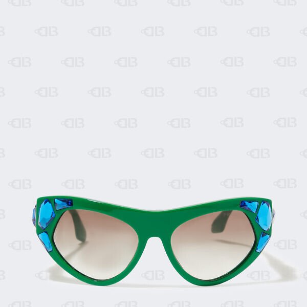 Prada Green SPR 21Q Crystal Embellished Cat Eye Sunglasses