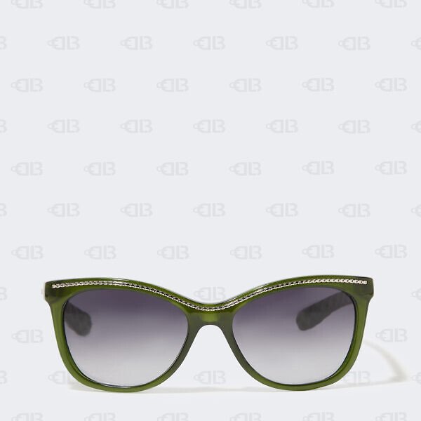 Chanel Cat Eye Chain Sunglasses Green