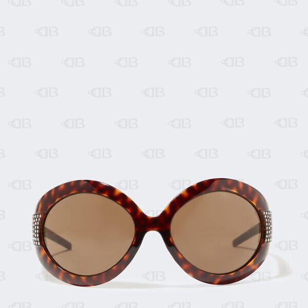 D&G Brown Tortoise Crystal Embellished Oval Sunglasses