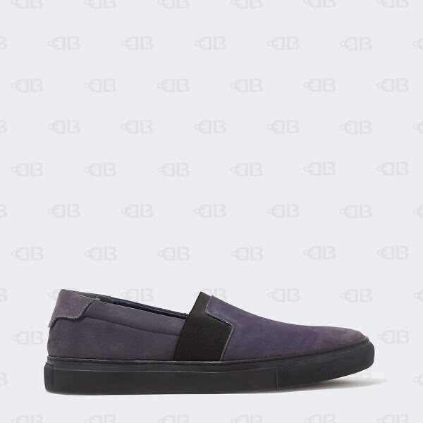 BALENCIAGA MEN'S NAVY SUEDE SLIP ON LOAFERS