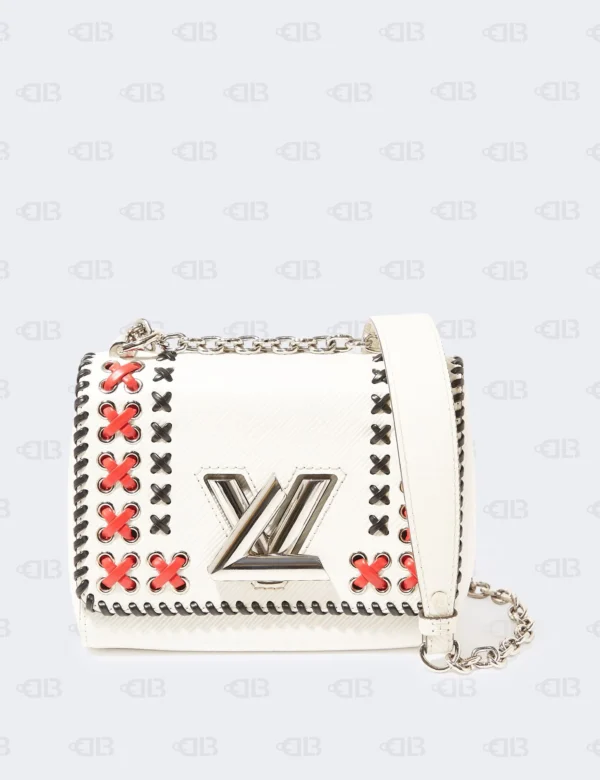 LOUIS VUITTON Epi Embroidered Twist Shoulder Bag PM White