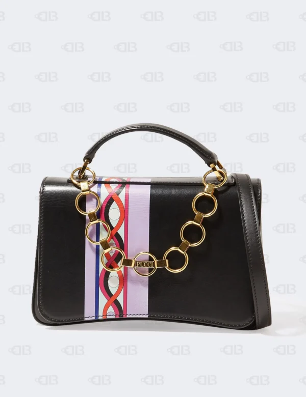 Carolina Herrera Red Monogram Leather Audrey Shoulder Bag