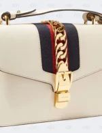 Gucci Off White Leather Small Web Sylvie Shoulder Bag