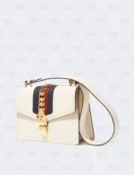 Gucci Off White Leather Small Web Sylvie Shoulder Bag
