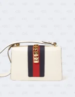 Gucci Off White Leather Small Web Sylvie Shoulder Bag