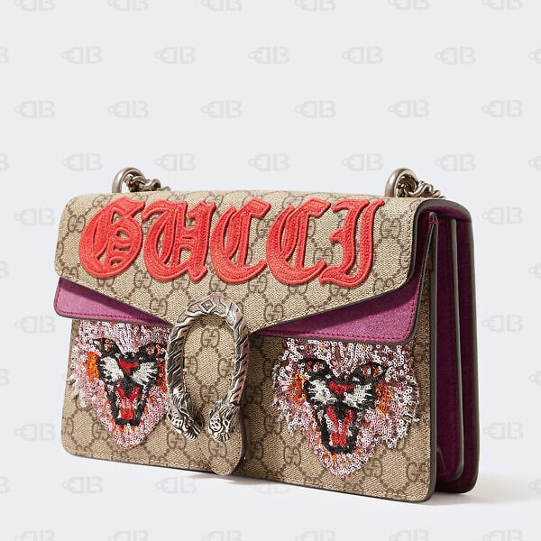 Gucci Supreme Monogram Embroidered Small Dionysus Shoulder Bag Purple