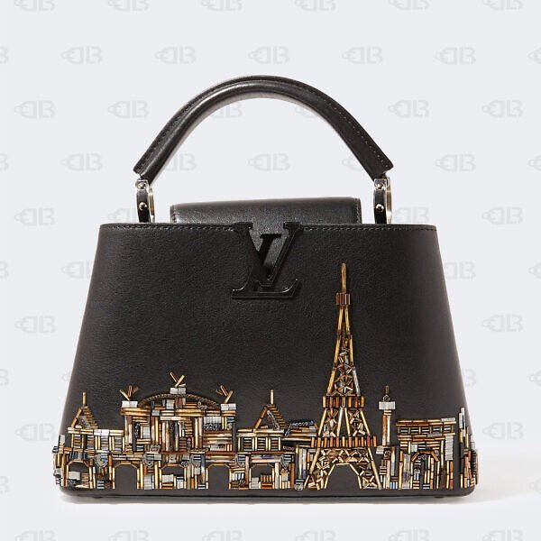 LOUIS VUITTON Capucines Skyline Paris BB Black