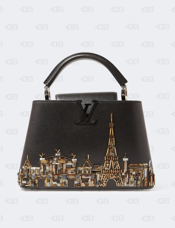 LOUIS VUITTON Capucines Skyline Paris BB Black