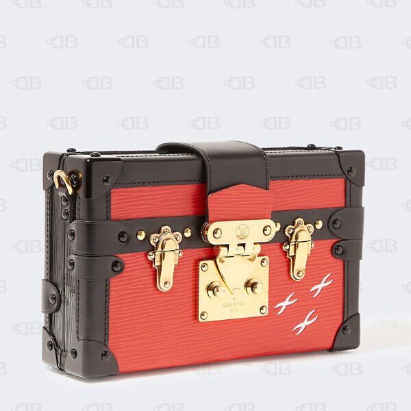 LOUIS VUITTON Red/Black Epi Petite Malle Trunk Clutch