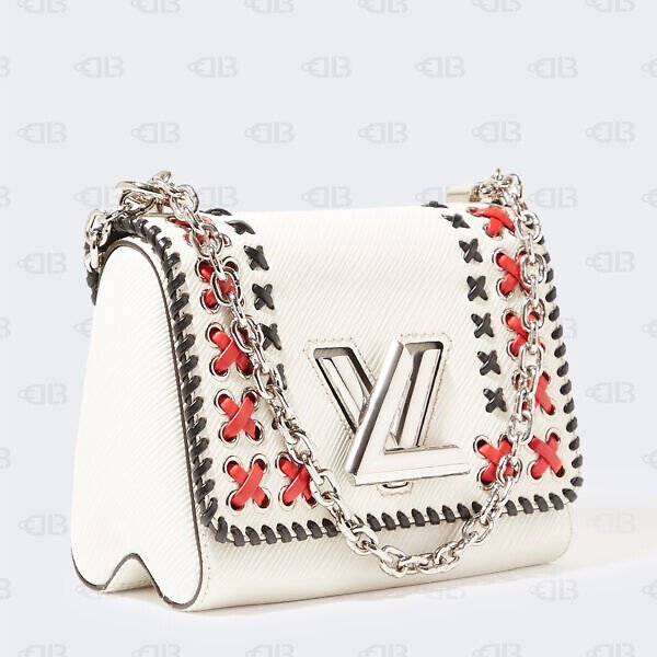 LOUIS VUITTON  Epi Embroidered Twist Shoulder Bag PM White