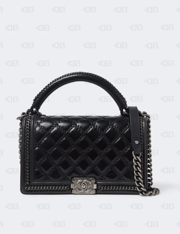 Chanel Dark Blue Quilted Leather Medium Wild Stitch Chain Boy Top Handle Bag