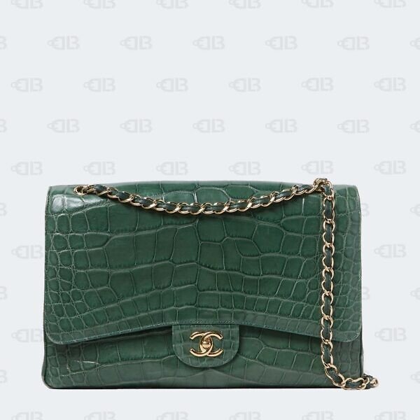 Chanel Alligator Maxi Double Flap Bag Gold Hardware