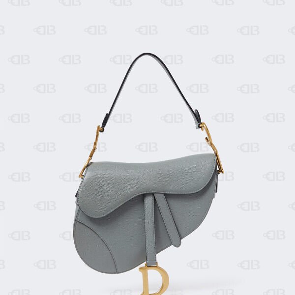 Dior Stone Gray Leather Medium Saddle Bag