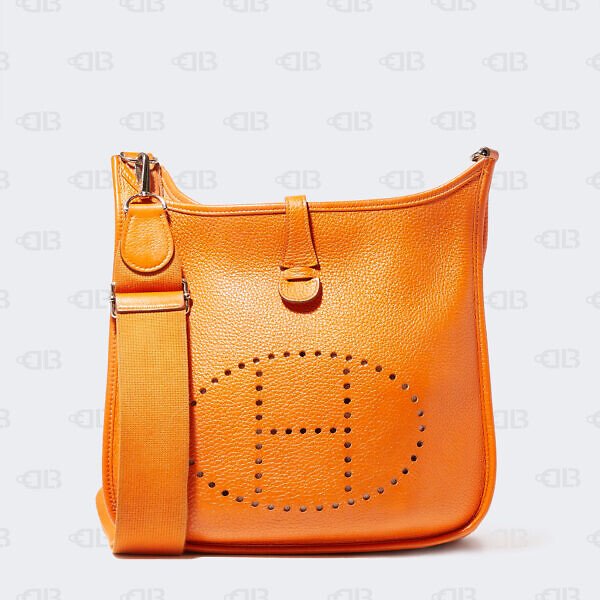 Hermes Orange Taurillon Clemence Leather Evelyne III PM Bag