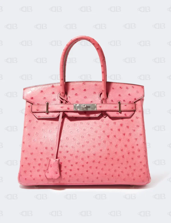 Hermes Fuchsia Ostrich Palladium Finish Birkin 30