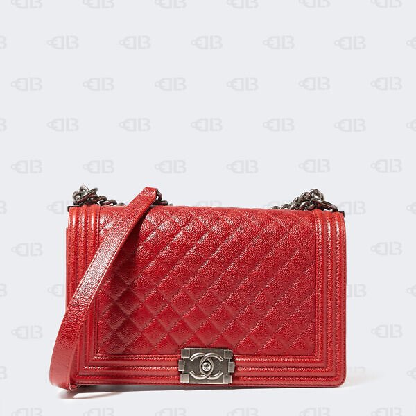 Chanel Red Quilted Leather and Patent Leather Boy Flap Bag