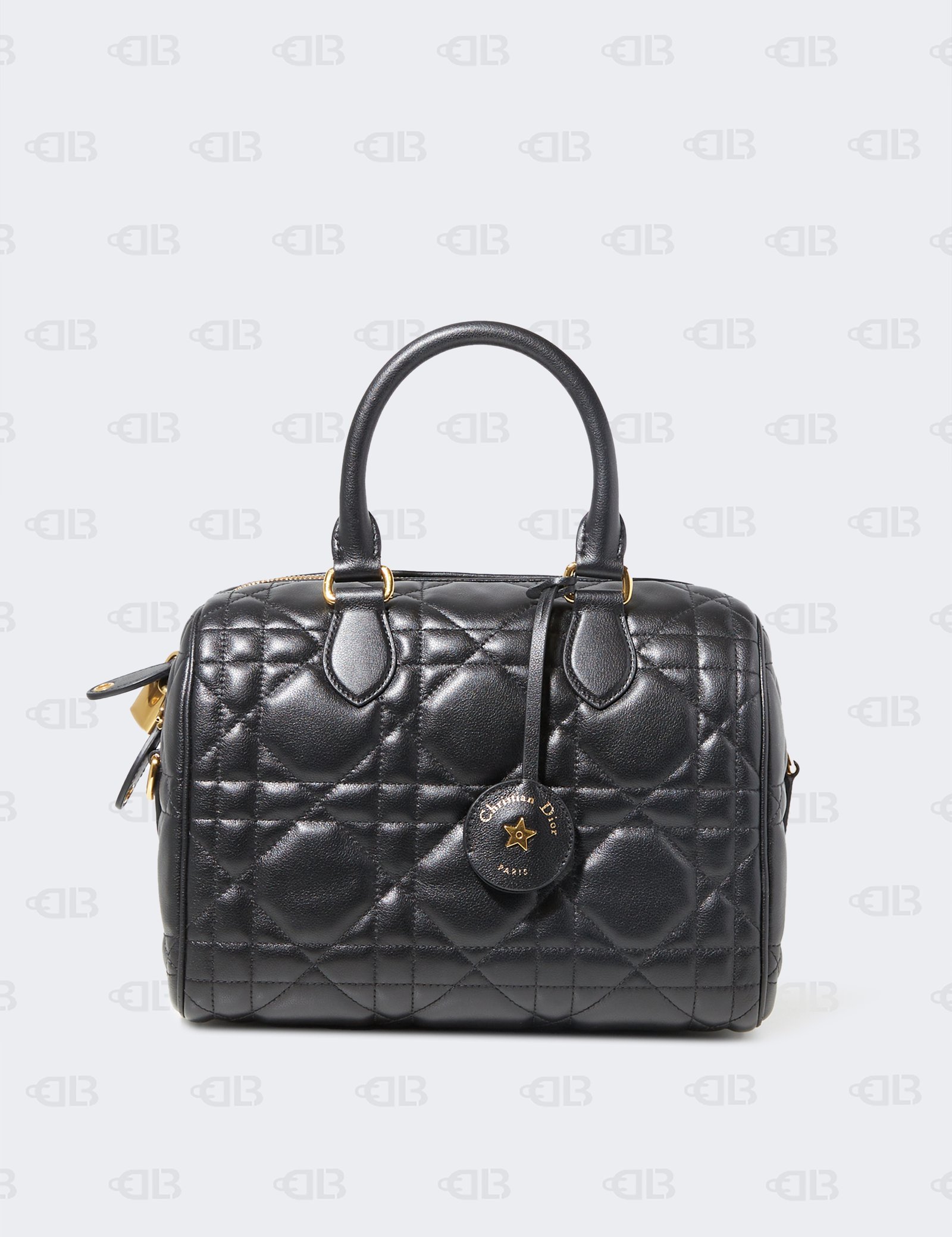 Christian Dior Black Leather Groove 25 Macrocannage Handbag