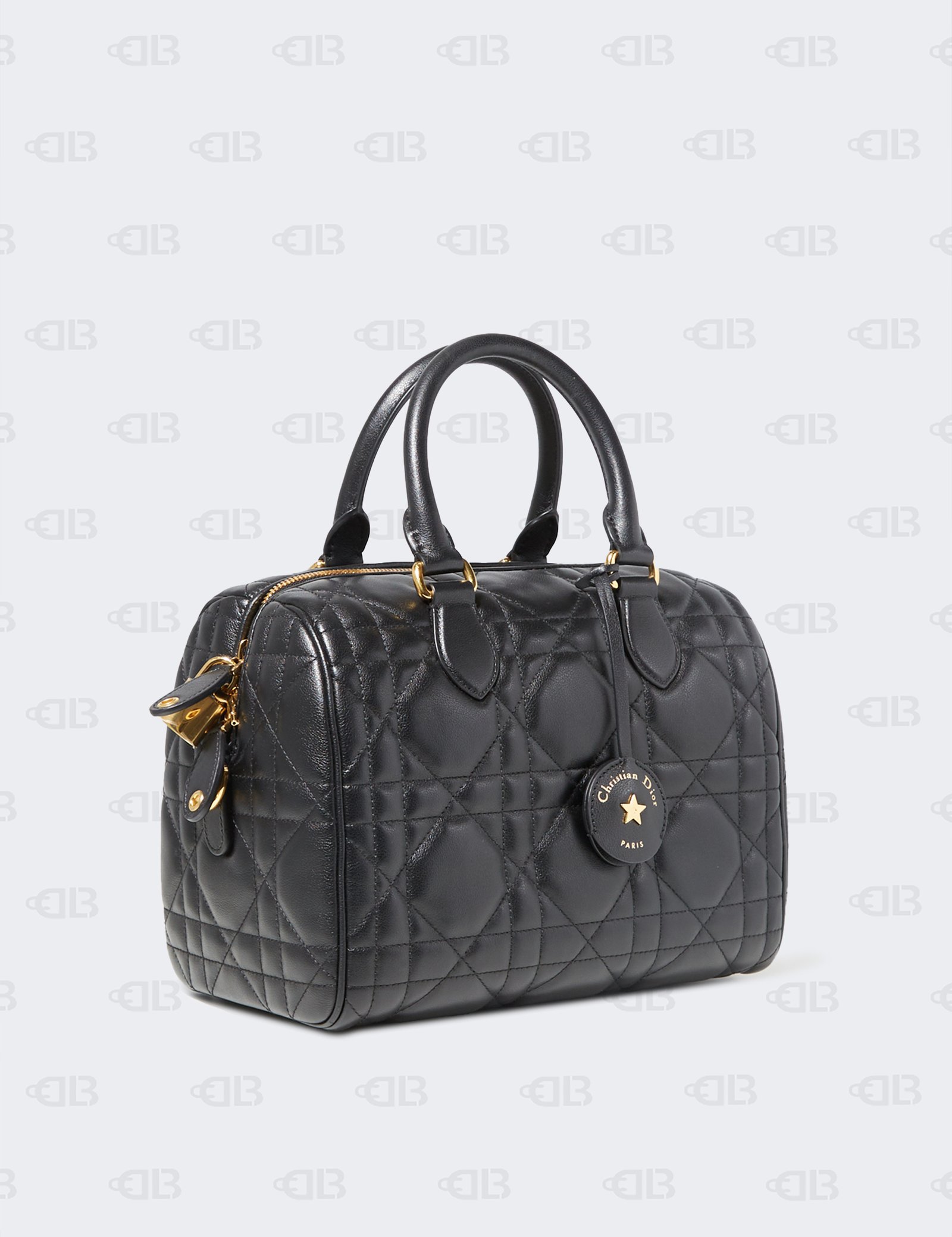 Christian Dior Black Leather Groove 25 Macrocannage Handbag