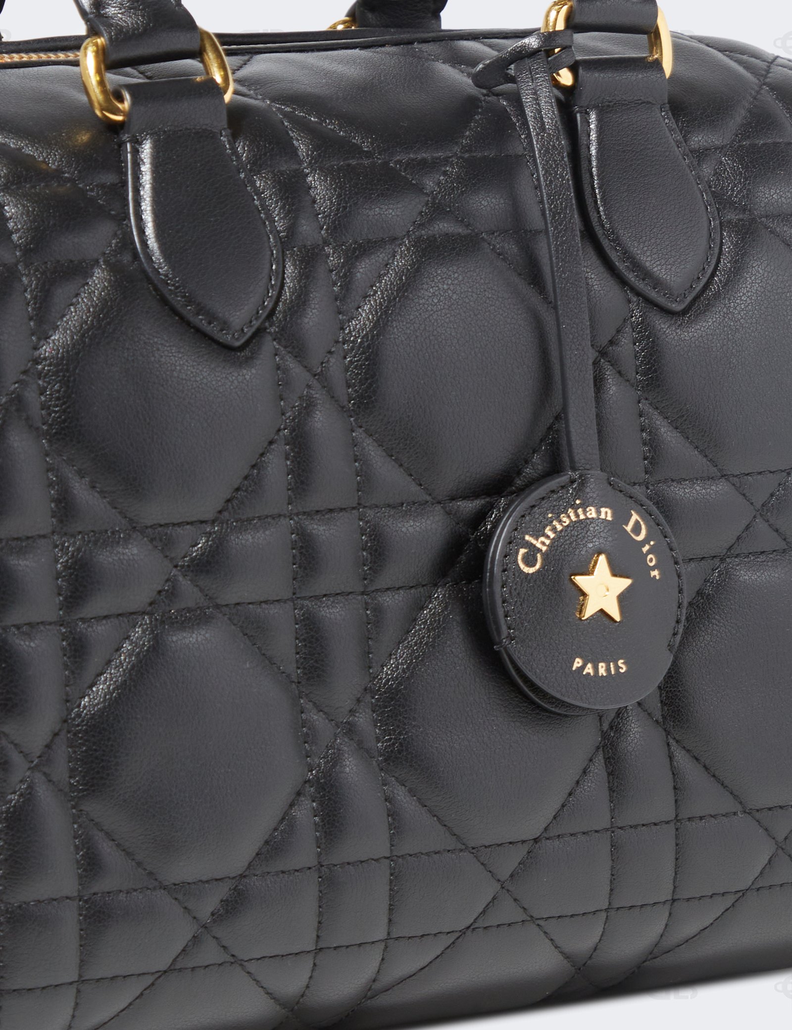 Christian Dior Black Leather Groove 25 Macrocannage Handbag