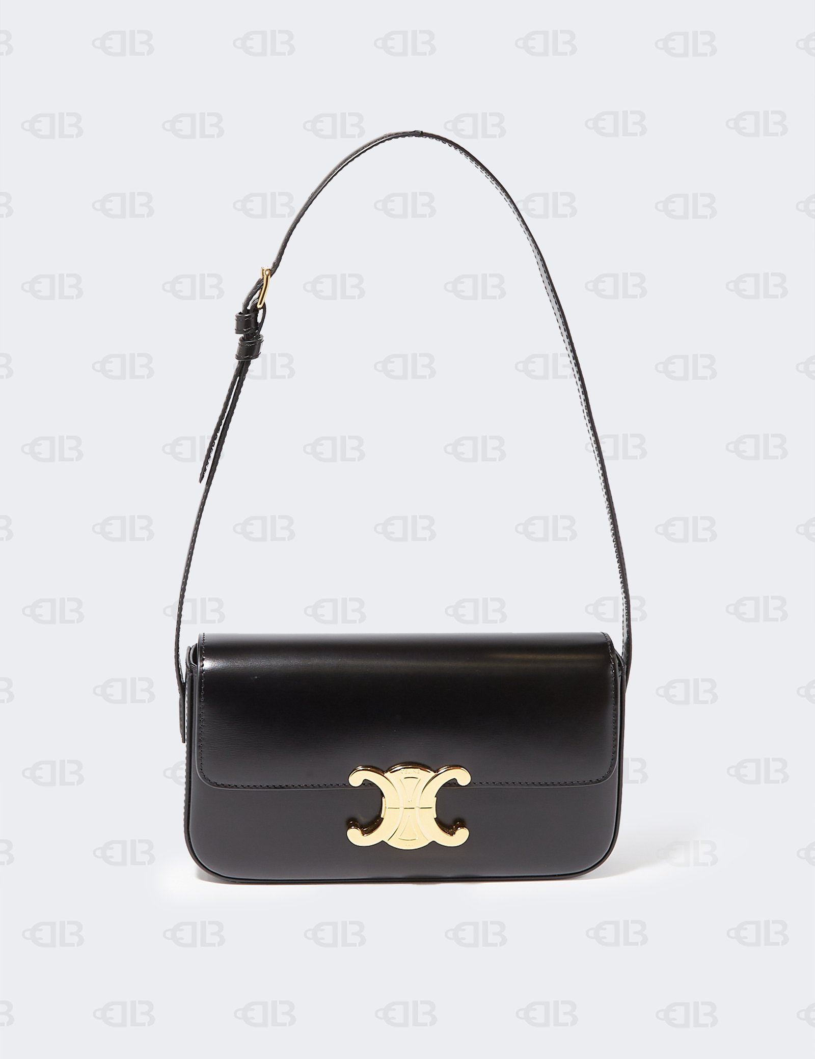 Celine Black Leather Classique Triomphe Shoulder Bag