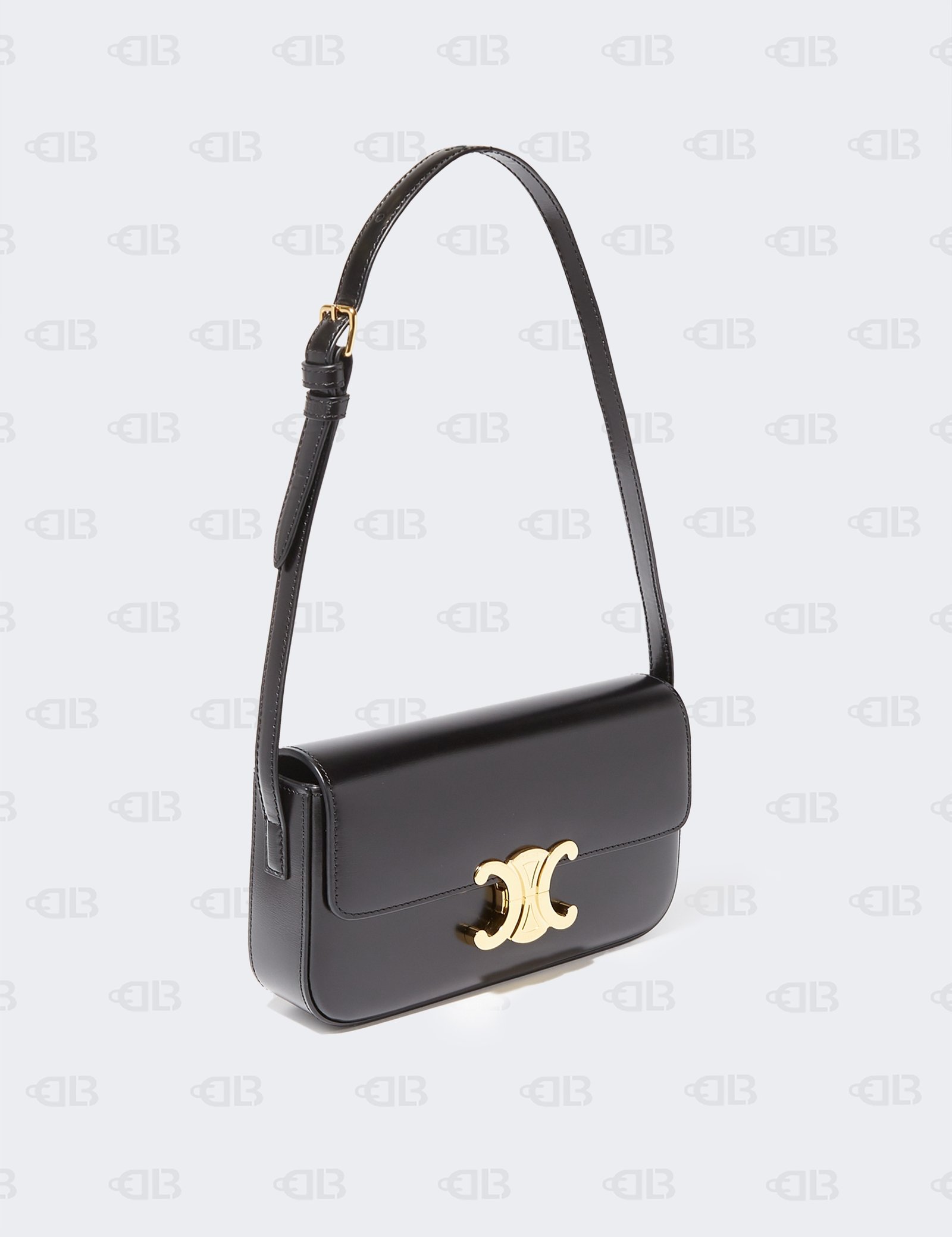 Celine Black Leather Classique Triomphe Shoulder Bag