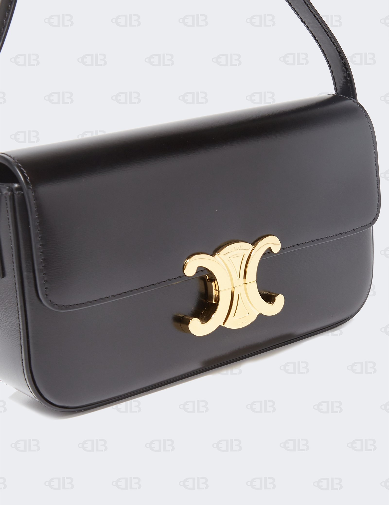 Celine Black Leather Classique Triomphe Shoulder Bag