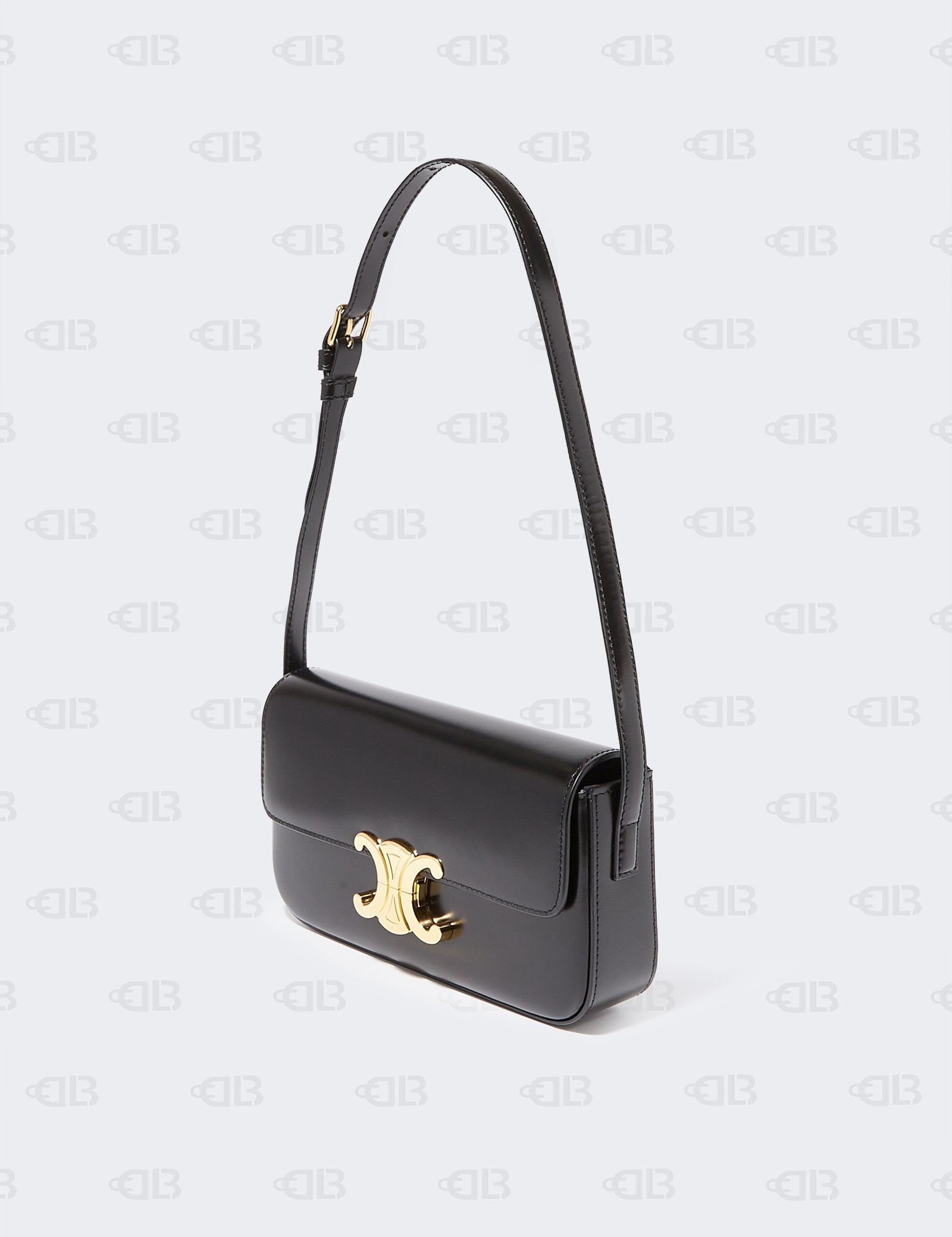 Celine Black Leather Classique Triomphe Shoulder Bag