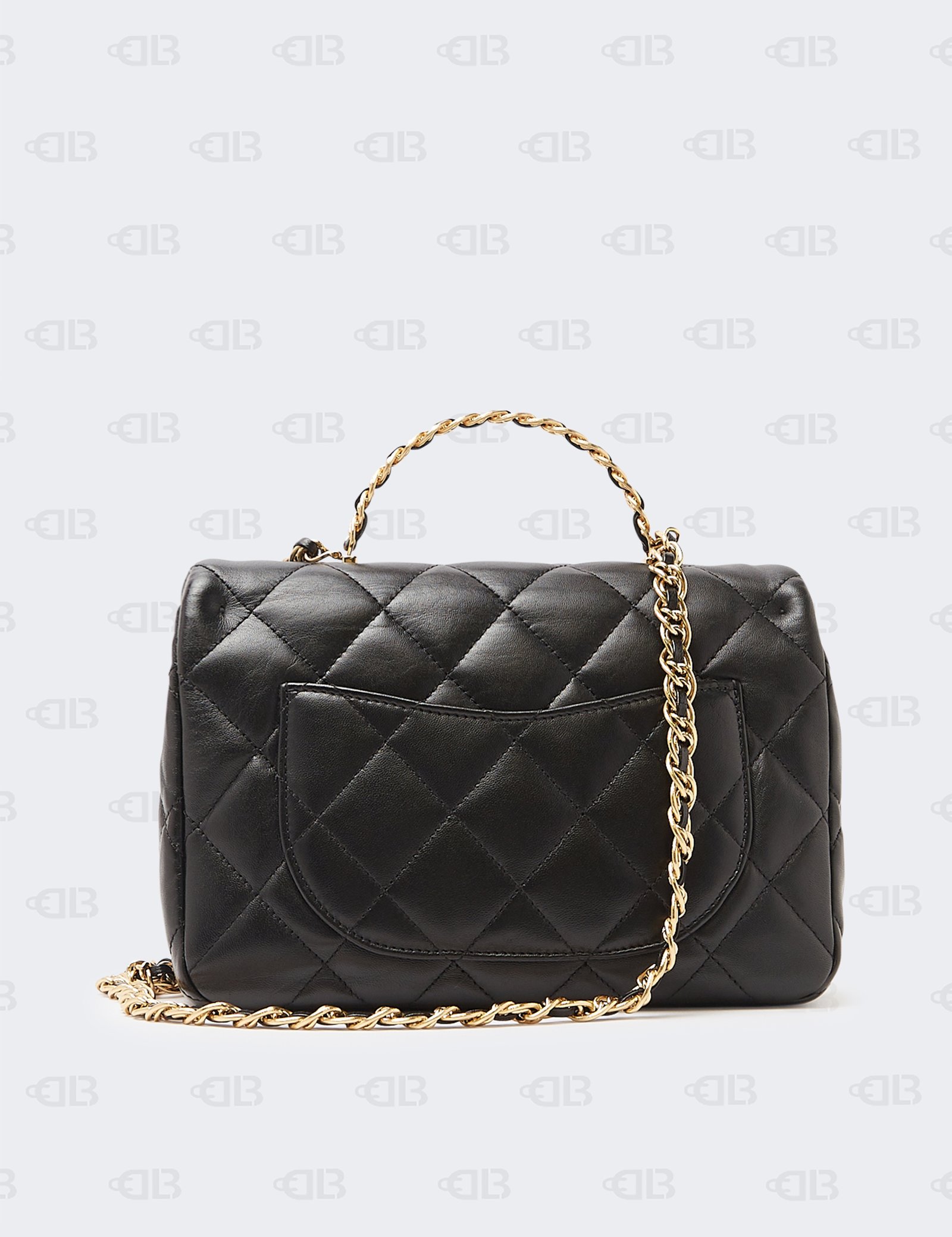 Chanel Lambskin Quilted Twisted Link Top Handla Flap Black