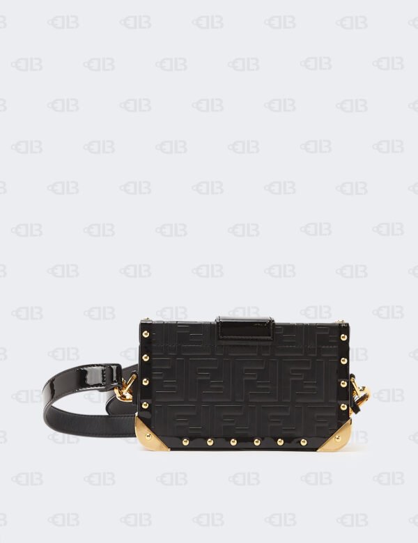 Fendi Black Leather Baguette Trunk Mini Crossbody Bag
