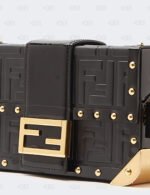 Fendi Black Leather Baguette Trunk Mini Crossbody Bag