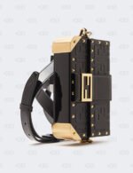 Fendi Black Leather Baguette Trunk Mini Crossbody Bag