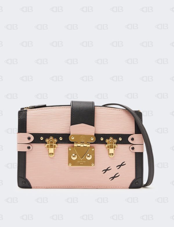 Louis Vuitton Rose Ballerine Epi Leather & Black Calfskin Leather Trunk Clutch