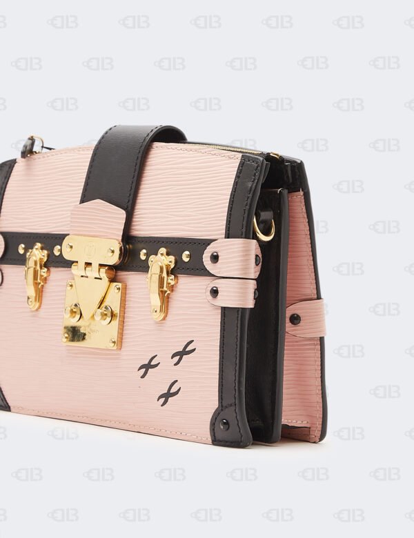 Louis Vuitton Rose Ballerine Epi Leather & Black Calfskin Leather Trunk Clutch