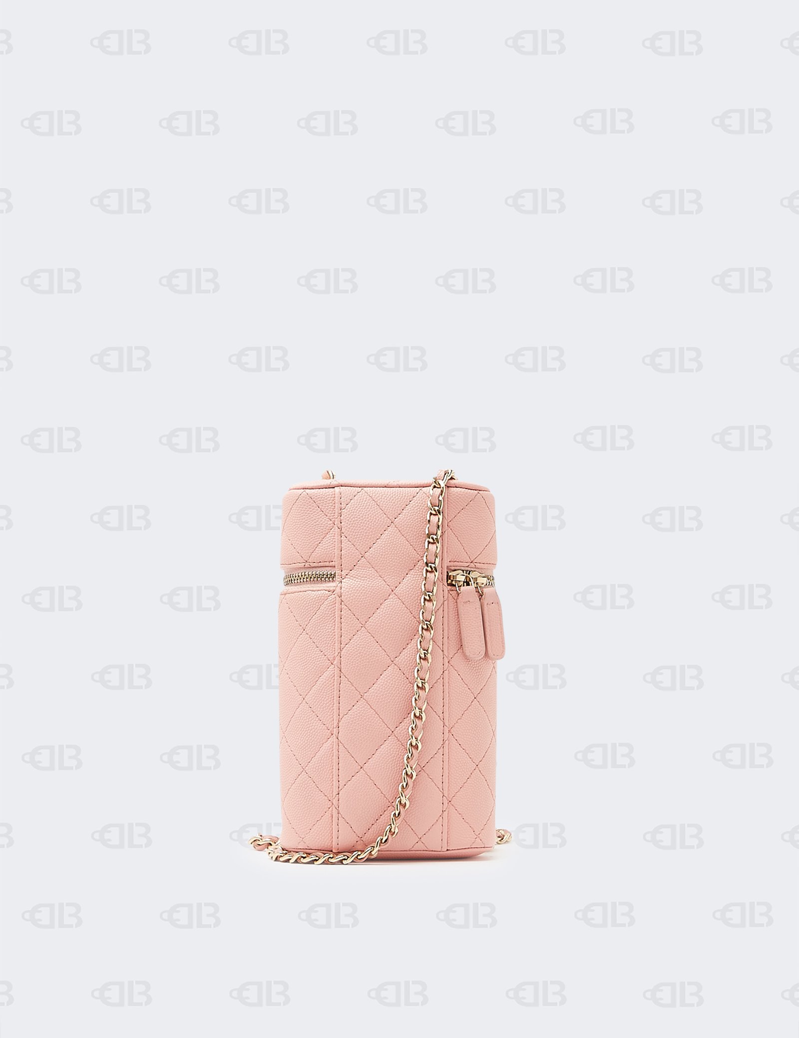 Chanel Caviar Quilted Phone Holder With Chain Pink