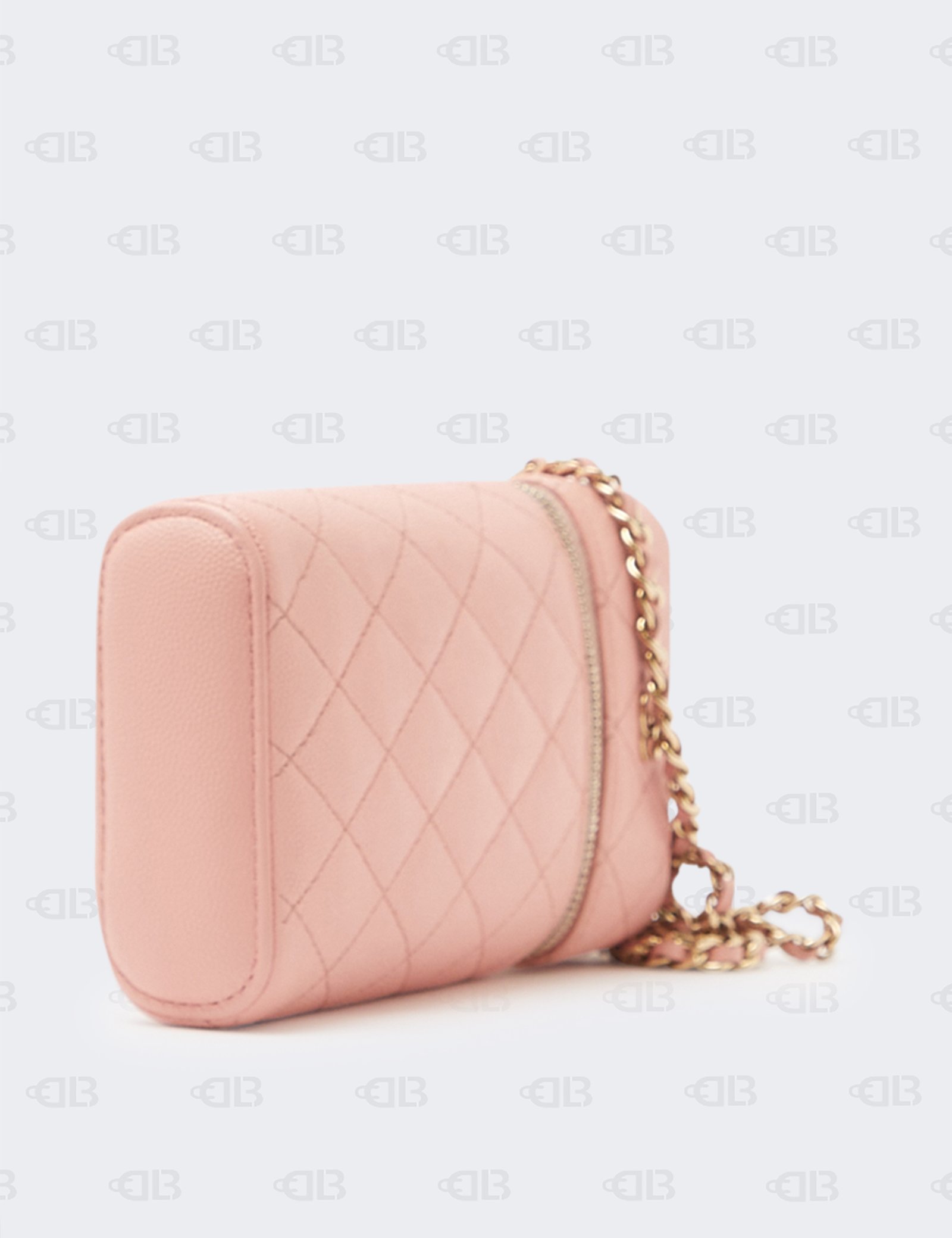 Chanel Caviar Quilted Phone Holder With Chain Pink