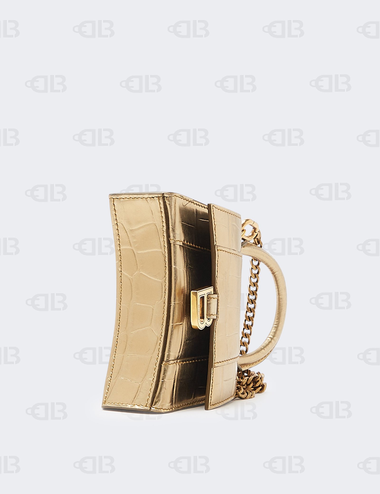 Balenciaga Hourglass Mini Top Handle Bag in Metallic Crocodile Embossed Calfskin
