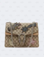 Gucci Beige GG Supreme Canvas And Suede Medium Dionysus Embellished Shoulder Bag